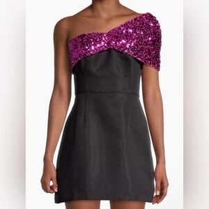 Sachin + Babi Gilda Pink Sequined One Shoulder Dress